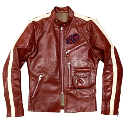 Pre-owned 20471120 Aw00 Hyoma Leather Biker Jacket In Red