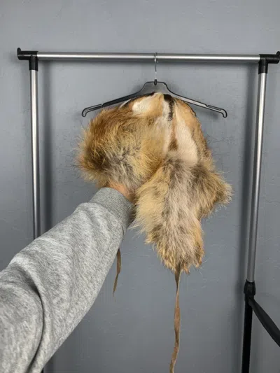 Pre-owned 20471120 Vintage Mohair Hat With Ear Flaps Beanie Wool In Brown