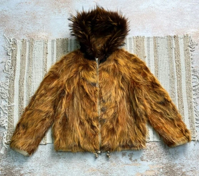 Pre-owned 20471120 X Avant Garde Vintage Japanese Real Fur Cropped Jacket In Orange