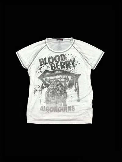 Pre-owned 20471120 X Beauty Beast 2000s Algonquins “ Blood Berry “ Harajuku Punk Culture Tee In White