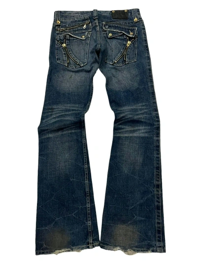 Pre-owned 20471120 X Beauty Beast Semantic Design Mud Wash Flared Jeans Slanted Pocket Zipper In Blue