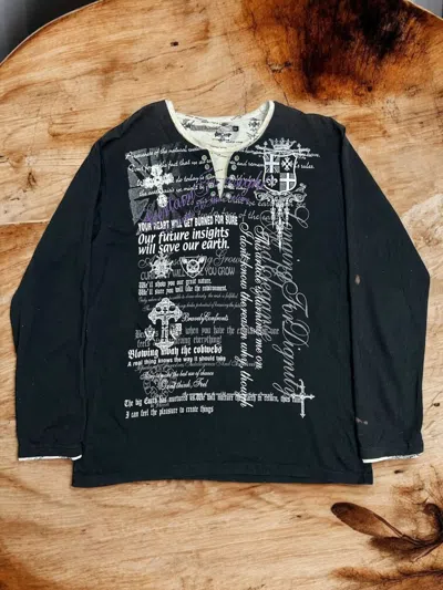 Pre-owned 20471120 X Hysteric Glamour Euroyal Black Label Aflliction Sword Qoutes Faded Dirty (size Medium)