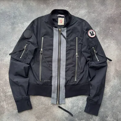 Pre-owned 20471120 X Vintage Japanese Style Zip Details Techwear Bomber Jacket In Black