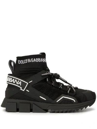 Dolce & Gabbana Sorrento High-top Trekking Trainers In Mixed Materials In Black