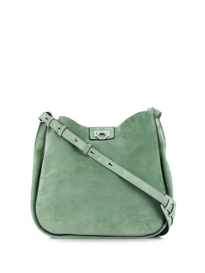 Ferragamo The Reverse Medium Suede Shoulder Bag In 021 Nymph Green
