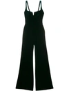 Galvan Eclipse Velvet Wide-leg Jumpsuit In Green