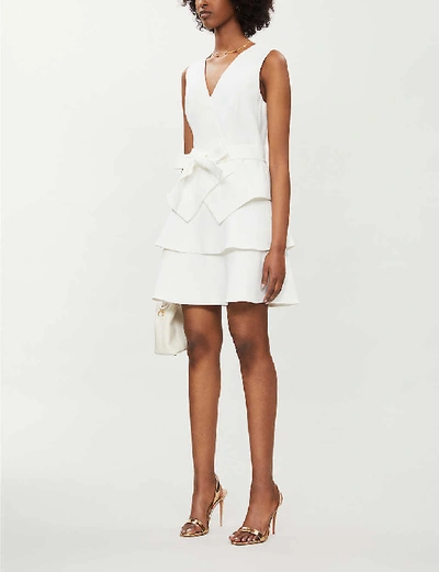 Ted Baker Reinah Tiered Stretch-twill Mini Dress In Ivory