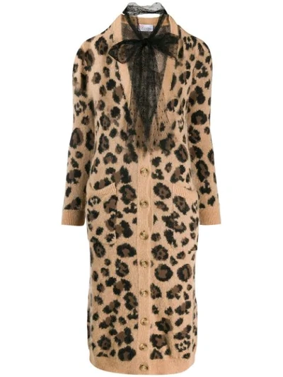 Red Valentino Leopard-jacquard Cotton-blend Cardigan In Animal Print