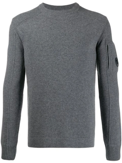 C.p. Company Lens Detail Crew-neck Jumper In Grey