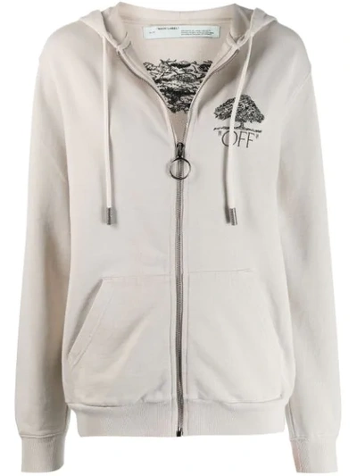 Off-white Arrows Printed Zipped Hoodie In Neutrals