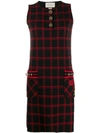 GUCCI SLEEVELESS CHECKED MINI DRESS