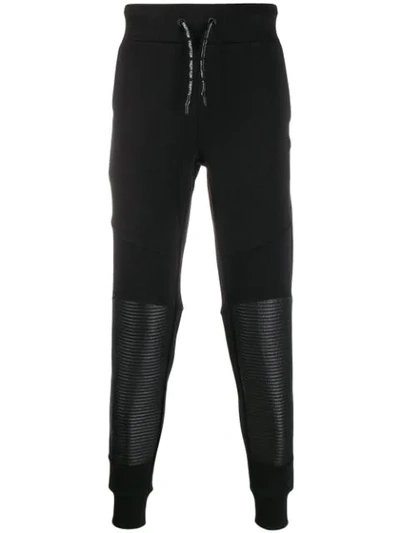 Philipp Plein Ribbed-detailed Track Pants In Black