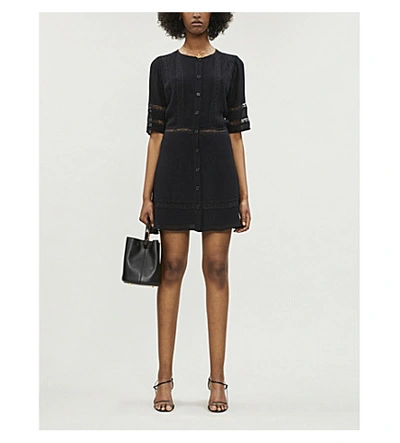 Reformation Sonnet Crepe And Lace Mini Dress In Black | ModeSens