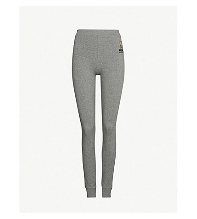 Moschino Underbear Logo-embroidered Stretch-cotton Leggings In Medium Grey Melange