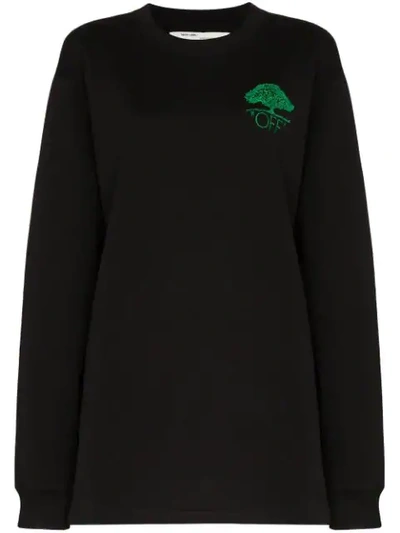 Off-white Tree Logo Embroidered Sweatshirt Dress In Black