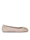 TORY BURCH MINNIE TRAVEL BALLERINA IN QUILTED TAUPE LEATHER,11064208