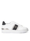 PHILIPP PLEIN LO-TOP SNEAKER IN WHITE LEATHER WITH SIDE STUDS,11064183