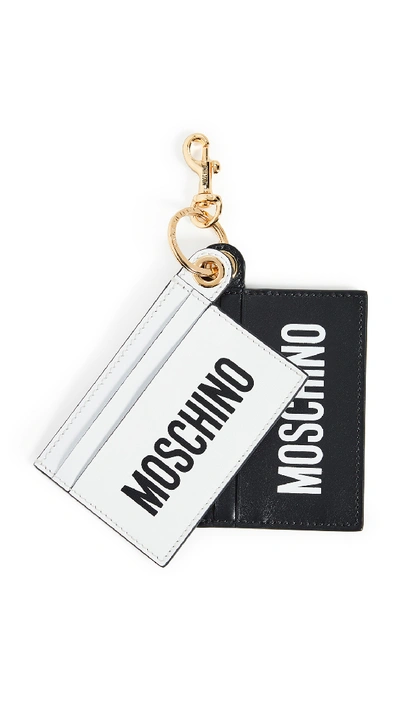 Moschino Double Card Case In Black/white
