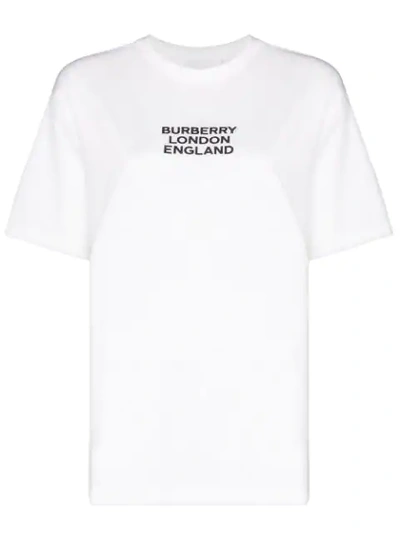 Burberry Embroidered Logo Oversized T-shirt In White