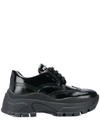 Prada Patent-leather Platform Brogues In Black