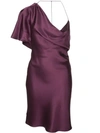Cushnie Open-back Draped Silk-satin Mini Dress In Purple
