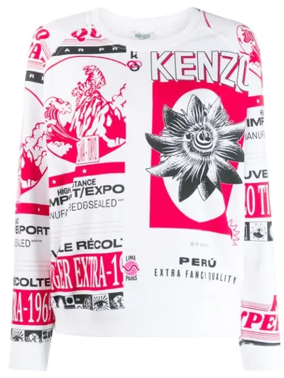 Kenzo Printed Raglan Sleeve Sweatshirt In White