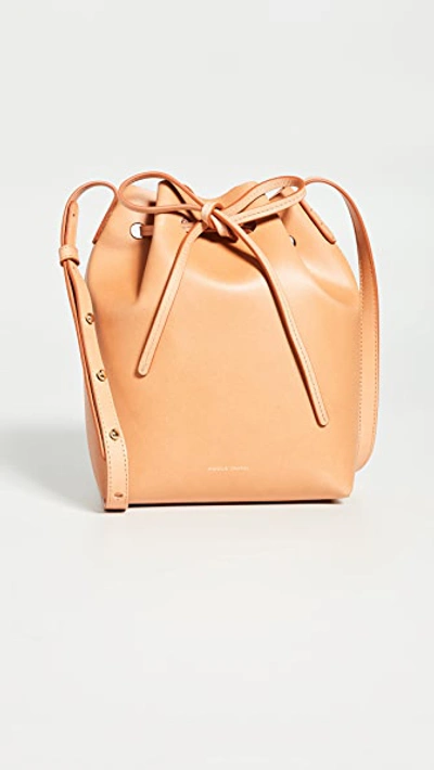 Mansur Gavriel Mini Saffiano Leather Bucket Bag In Cammello/rosa