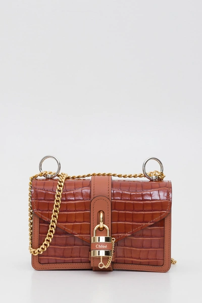 Chloé Aby Chain Small Bag In Marrone