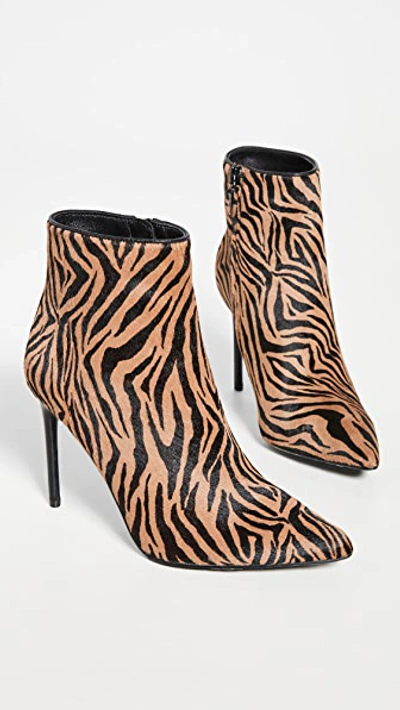 Alice And Olivia Women's Celyn Zebra-print Calf Hair Ankle Boots In Tan Black