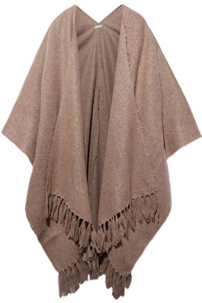 Brunello Cucinelli Tassel-trimmed Metallic Brushed Knitted Wrap In Tan