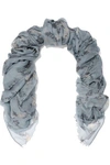 BRUNELLO CUCINELLI BRUNELLO CUCINELLI WOMAN FRAYED CASHMERE SCARF SKY BLUE,3074457345620958661