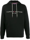 Tommy Hilfiger Logo Print Hoodie In Black