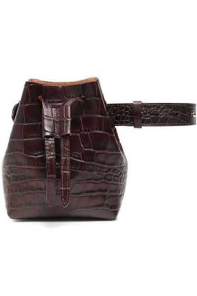 Nanushka Woman Minee Croc-effect Vegan Leather Belt Bag Dark Brown