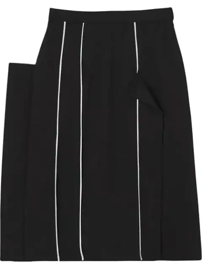 Burberry Wool Blend Pencil Skirt In Black