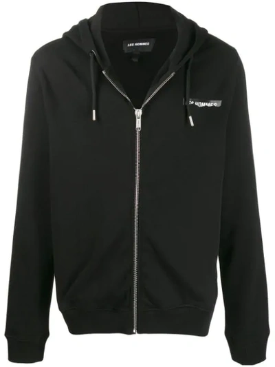 Les Hommes Logo Print Hoodie In Black