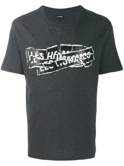 Les Hommes Logo Graphic Print T-shirt In Steel Grey