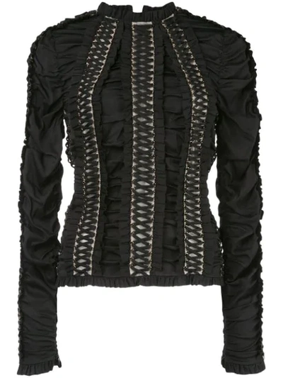 Zimmermann Espionage Lace-up Blouse In Black