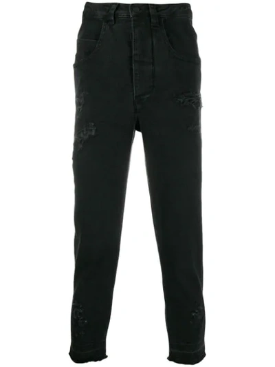 Thom Krom Distressed Cropped Jeans In Black