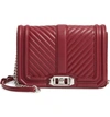 Rebecca Minkoff Love Small Chevron Quilted Leather Crossbody In Pinot Noir