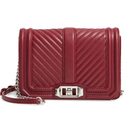 Rebecca Minkoff Love Small Chevron Quilted Leather Crossbody In Pinot Noir