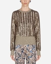 DOLCE & GABBANA SILK CREW NECK SWEATER WITH MICRO SEQUINS