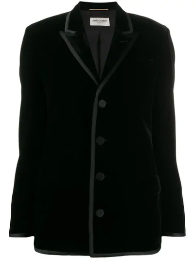 Saint Laurent Velvet Shoulder Pads Blazer In Black