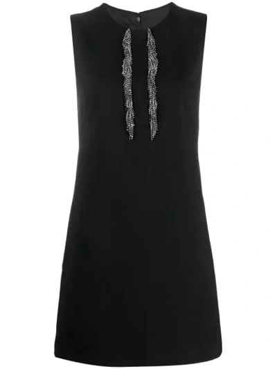 Pinko Appliqué Fringe Sheath Dress In Black