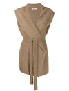 Mes Demoiselles Wrap Front Cardigan In Neutrals