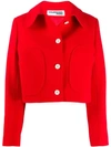 Courrèges Short Textured Wool Jacket In Red