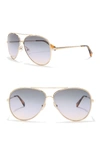 Longchamp 61mm Aviator Sunglasses In Gold Blue