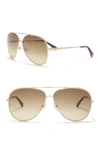 Longchamp 61mm Aviator Sunglasses In Gold Bourbon