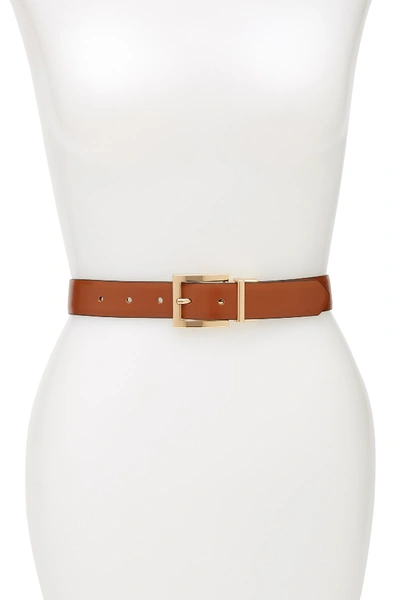 Calvin Klein Reversible Faux Leather Belt In Cognac Brown