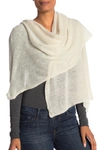Portolano Lightweight Lambswool Blend Rolled Edge Wrap In Snow White