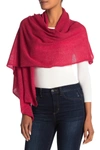 Portolano Lightweight Lambswool Blend Rolled Edge Wrap In Strawberry